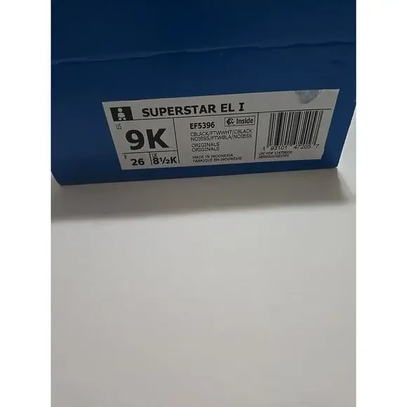 SUPERSTAR EL I ADIDAS Black/White/Black EF5396-SIZE 9K - Picture 8 of 10